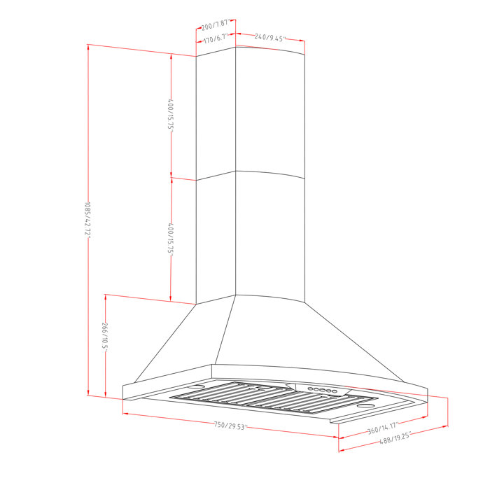 AKDY 30" 343 CFM Convertible Wall Mount Range Hood & Reviews Wayfair